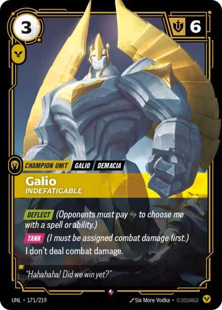 Riftbound: League of Legends Trading Card Game Unleashed Galio - Indefatigable 171/219 Rare Near Mint Foil