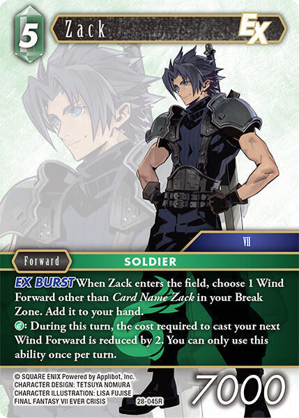 Final Fantasy TCG Dreamlike Oceans Zack EX 28-045R Rare Near Mint Foil