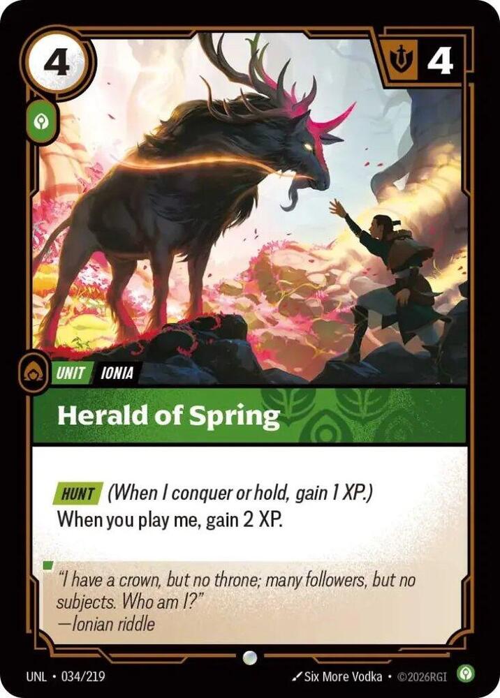 Riftbound: League of Legends Trading Card Game Unleashed Herald of Spring 034/219 Common Near Mint Foil