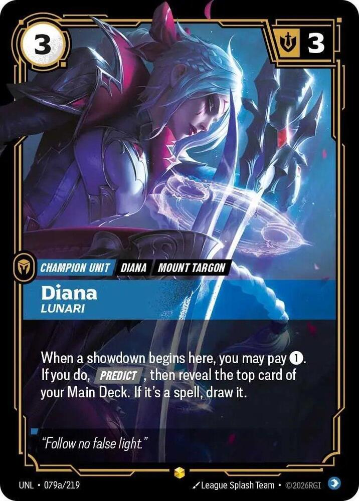 Riftbound: League of Legends Trading Card Game Unleashed Diana - Lunari (Alternate Art) 079a/219 Showcase Near Mint Foil