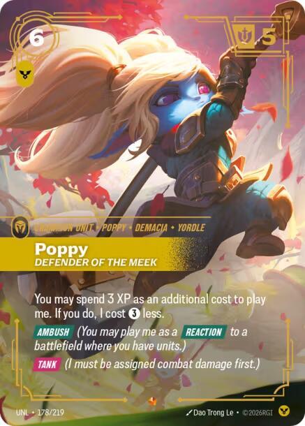 Riftbound: League of Legends Trading Card Game Unleashed Poppy - Defender of the Meek 178/219 Epic Near Mint Foil