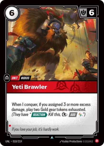 Riftbound: League of Legends Trading Card Game Unleashed Yeti Brawler 018/219 Uncommon Near Mint Foil