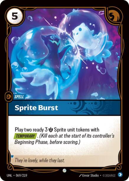 Riftbound: League of Legends Trading Card Game Unleashed Sprite Burst 069/219 Common Near Mint Foil