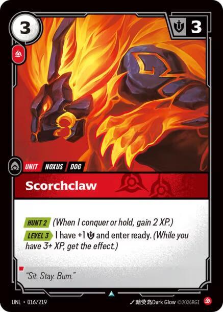 Riftbound: League of Legends Trading Card Game Unleashed Scorchclaw 016/219 Uncommon Near Mint Foil