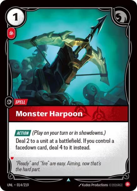 Riftbound: League of Legends Trading Card Game Unleashed Monster Harpoon 014/219 Uncommon Near Mint