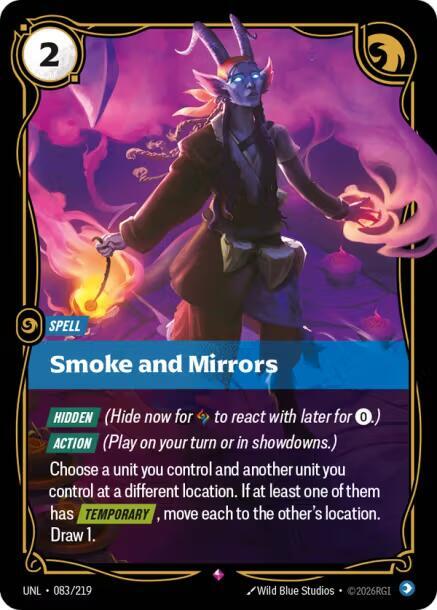 Riftbound: League of Legends Trading Card Game Unleashed Smoke and Mirrors 083/219 Rare Near Mint Foil