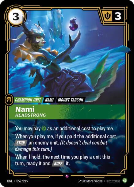 Riftbound: League of Legends Trading Card Game Unleashed Nami - Headstrong 052/219 Rare Near Mint Foil