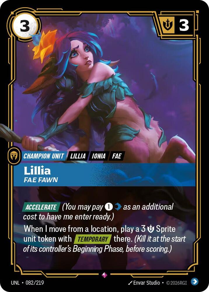 Riftbound: League of Legends Trading Card Game Unleashed Lillia - Fae Fawn 082/219 Rare Near Mint Foil