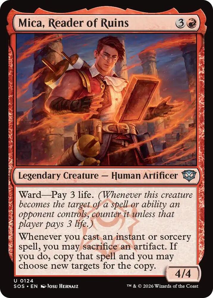 Magic: The Gathering Secrets of Strixhaven Mica, Reader of Ruins 124 U Near Mint Foil (Spanish)