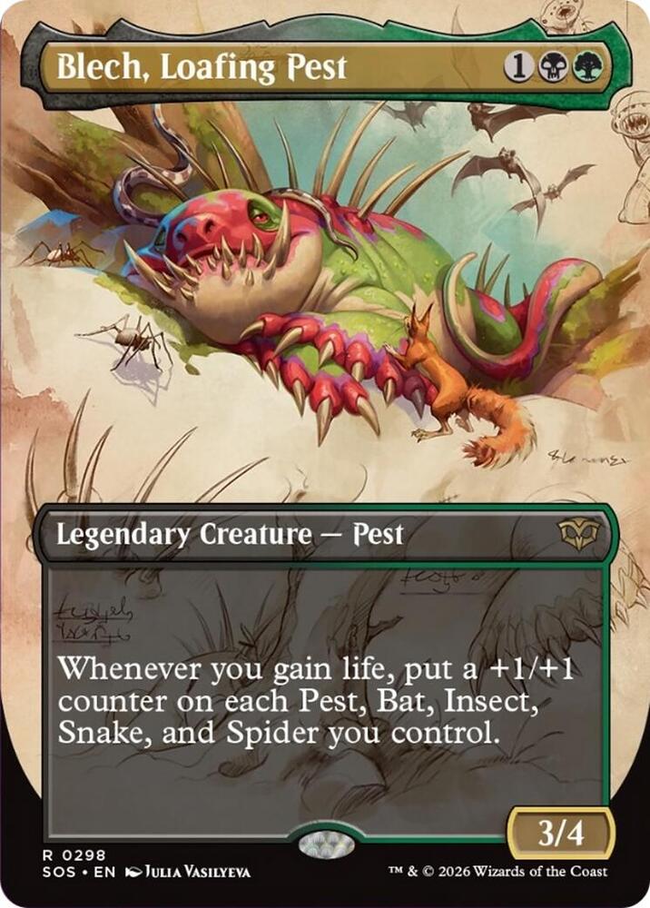 Magic: The Gathering Secrets of Strixhaven Blech, Loafing Pest (Borderless) 298 R Near Mint (French)
