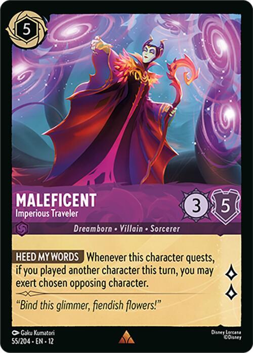 Disney Lorcana Wilds Unknown Maleficent - Imperious Traveler 55/204 Rare Near Mint Cold Foil