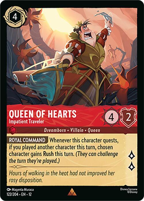 Disney Lorcana Wilds Unknown Queen of Hearts - Impatient Traveler 122/204 Rare Near Mint Cold Foil