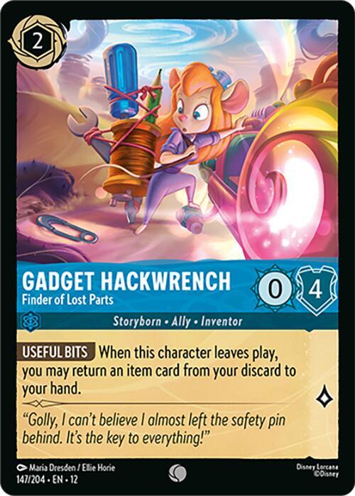 Disney Lorcana Wilds Unknown Gadget Hackwrench - Finder of Lost Parts 147/204 Common Near Mint