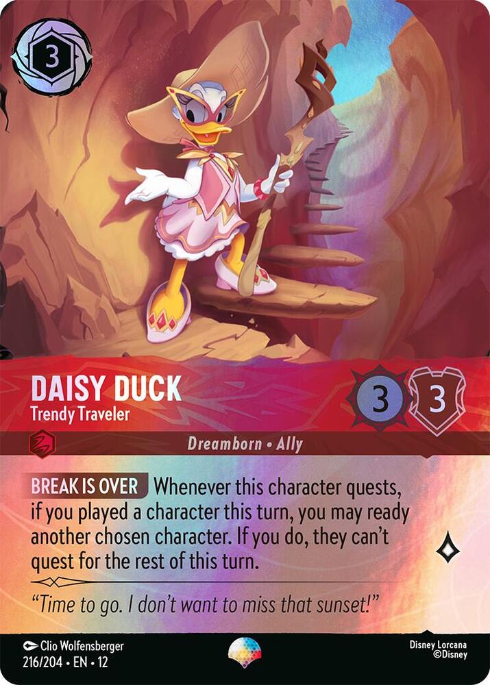 Disney Lorcana Wilds Unknown Daisy Duck - Trendy Traveler (Epic) 216/204 Epic Near Mint Holofoil