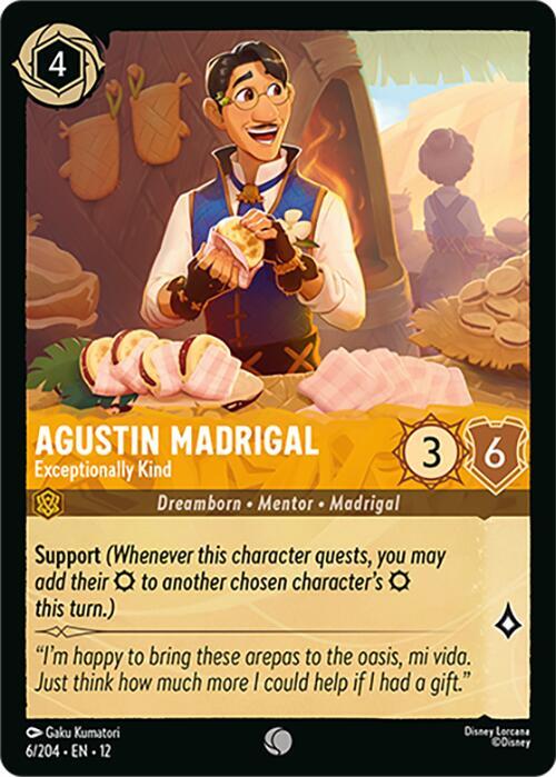 Disney Lorcana Wilds Unknown Agustin Madrigal - Exceptionally Kind 6/204 Common Near Mint Cold Foil