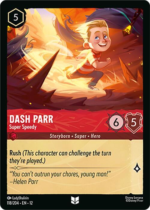 Disney Lorcana Wilds Unknown Dash Parr - Super Speedy 118/204 Uncommon Near Mint Cold Foil