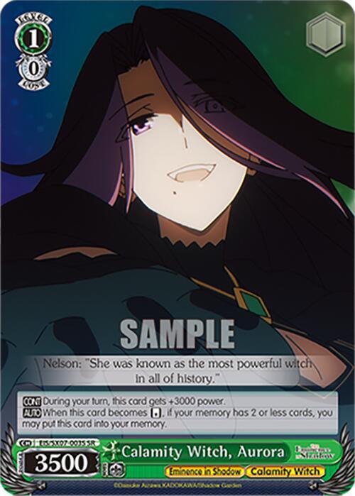 Weiss Schwarz The Eminence in Shadow Calamity Witch, Aurora (SR) EIS/SX07-003S Super Rare Near Mint