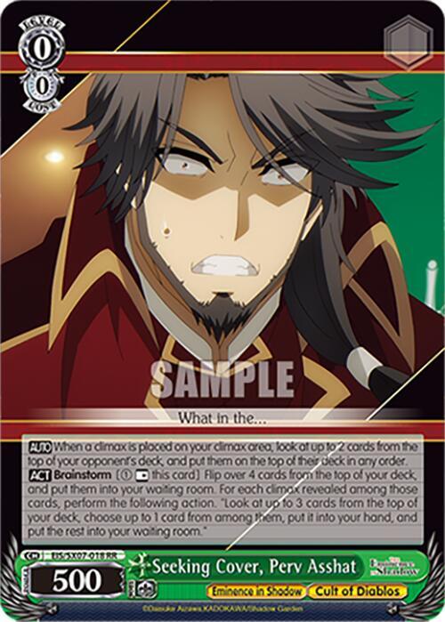 Weiss Schwarz The Eminence in Shadow Seeking Cover, Perv Asshat EIS/SX07-018 Double Rare Near Mint