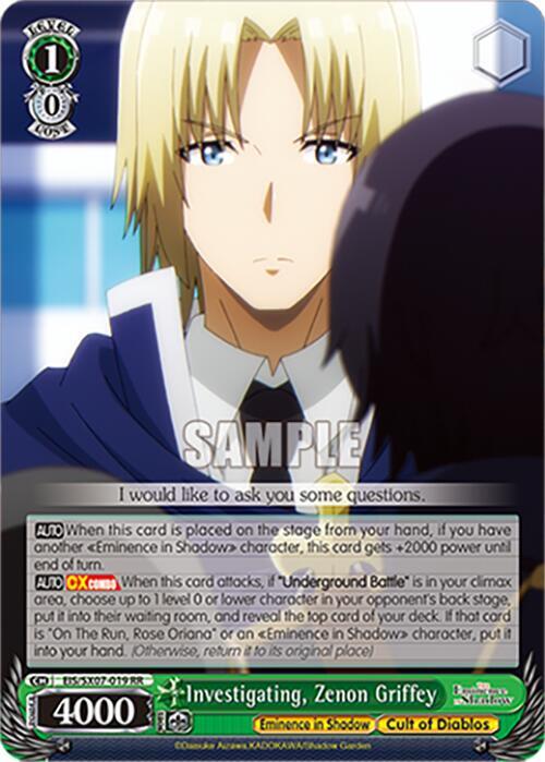 Weiss Schwarz The Eminence in Shadow Investigating, Zenon Griffey EIS/SX07-019 Double Rare Near Mint