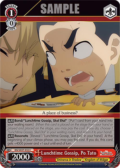 Weiss Schwarz The Eminence in Shadow Lunchtime Gossip, Po Tato EIS/SX07-032 Common Near Mint