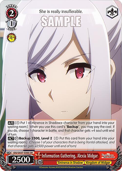 Weiss Schwarz The Eminence in Shadow Information Gathering, Alexia Midgar (SR) EIS/SX07-036S Super Rare Near Mint