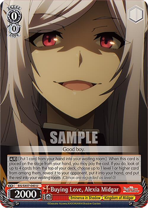 Weiss Schwarz The Eminence in Shadow Buying Love, Alexia Midgar EIS/SX07-040 Uncommon Near Mint