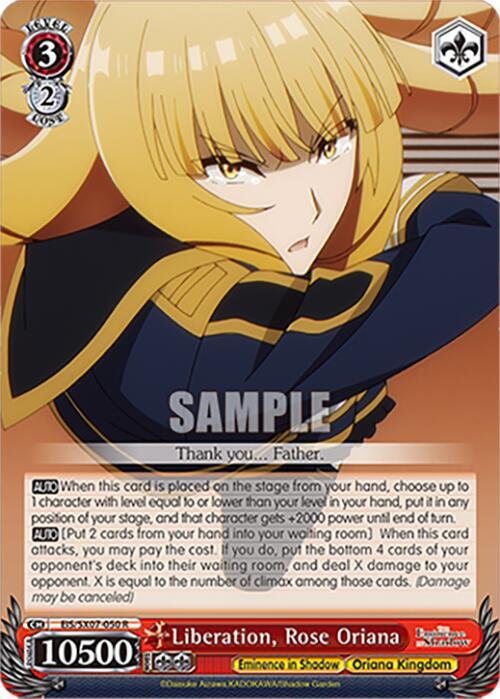 Weiss Schwarz The Eminence in Shadow Liberation, Rose Oriana EIS/SX07-050 Rare Near Mint