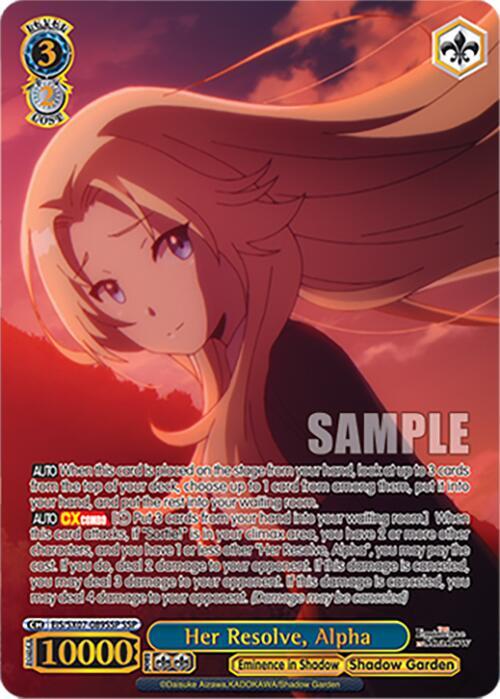 Weiss Schwarz The Eminence in Shadow Her Resolve, Alpha (SSP) EIS/SX07-089SSP Super Special Rare Near Mint