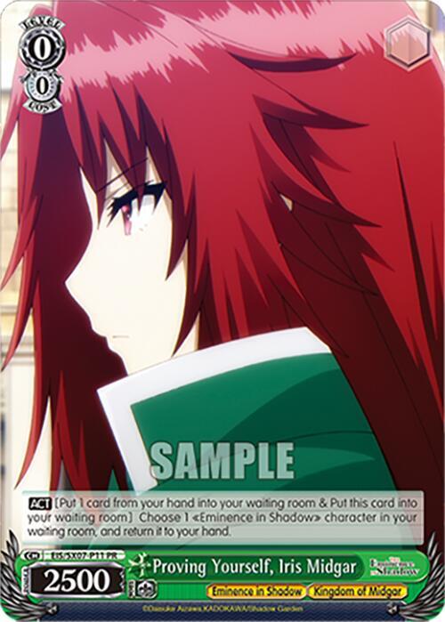 Weiss Schwarz The Eminence in Shadow Proving Yourself, Iris Midgar (PR) EIS/SX07-P11 Promo Near Mint