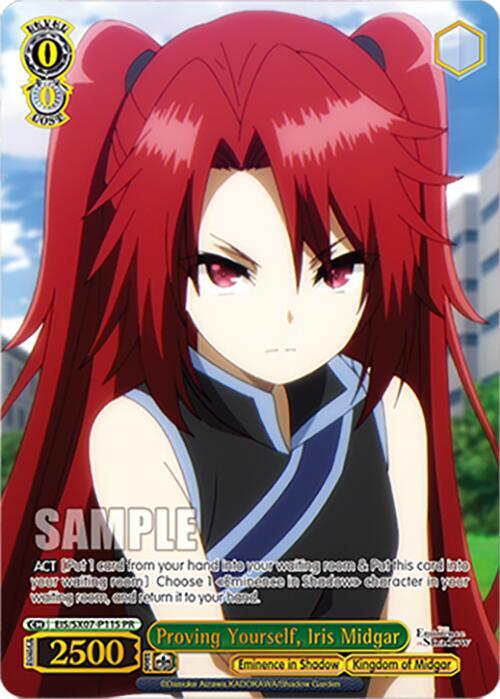 Weiss Schwarz The Eminence in Shadow Proving Yourself, Iris Midgar (PR) (Foil) EIS/SX07-P11S Promo Near Mint