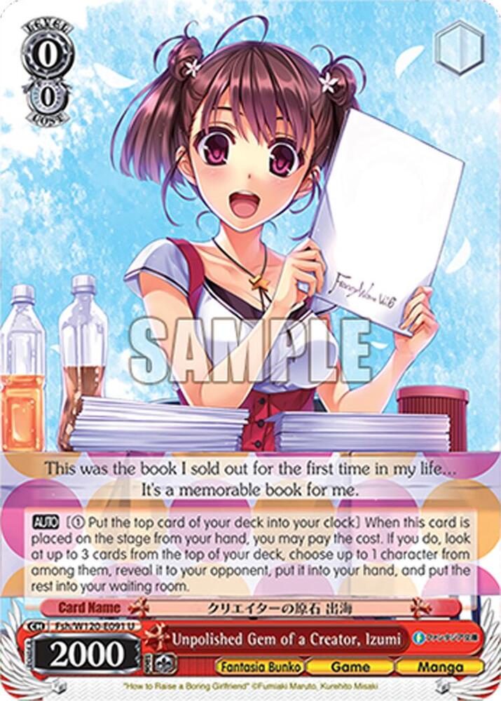 Weiss Schwarz Fujimi Fantasia Bunko Vol.2 Unpolished Gem of a Creator, Izumi Fsh/W120-E091 U Uncommon Near Mint