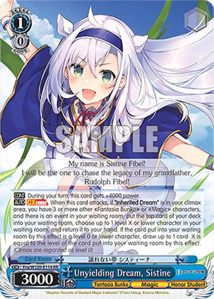 Weiss Schwarz Fujimi Fantasia Bunko Vol.2 Unyielding Dream, Sistine Fra/W120-E114 RR Double Rare Near Mint