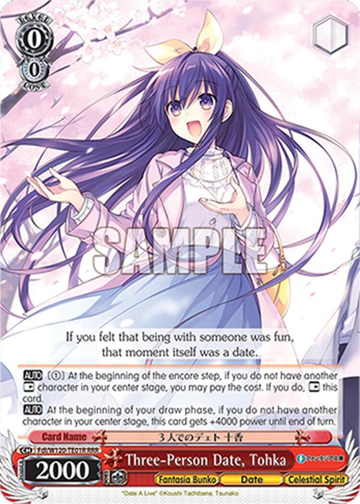 Weiss Schwarz Fujimi Fantasia Bunko Vol.2 Three-Person Date, Tohka Fdl/W120-TE01 TD Trial Deck Near Mint