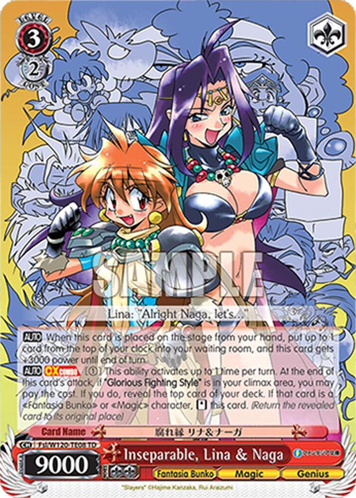 Weiss Schwarz Fujimi Fantasia Bunko Vol.2 Inseparable, Lina & Naga (RRR) Fsl/W120-TE08R RRR Triple Rare Near Mint