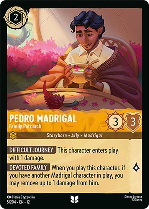 Disney Lorcana Wilds Unknown Pedro Madrigal - Family Patriarch 5/204 Uncommon Near Mint Cold Foil