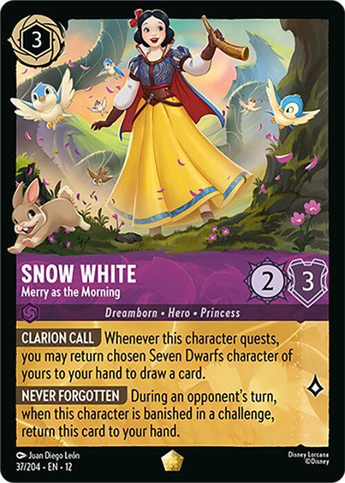 Disney Lorcana Wilds Unknown Snow White - Merry as the Morning 37/204 Legendary Near Mint