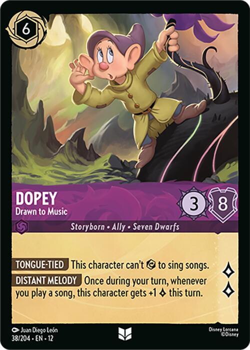Disney Lorcana Wilds Unknown Dopey - Drawn to Music 38/204 Uncommon Near Mint