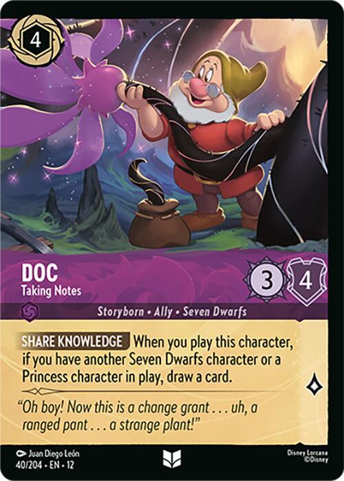 Disney Lorcana Wilds Unknown Doc - Taking Notes (Foil) 40/204 Uncommon Near Mint Cold Foil