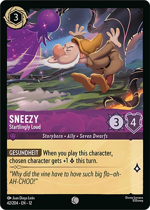 Disney Lorcana Wilds Unknown Sneezy - Startlingly Loud 42/204 Common Near Mint