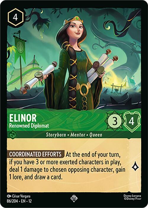 Disney Lorcana Wilds Unknown Elinor - Renowned Diplomat 86/204 Super Rare Near Mint Cold Foil