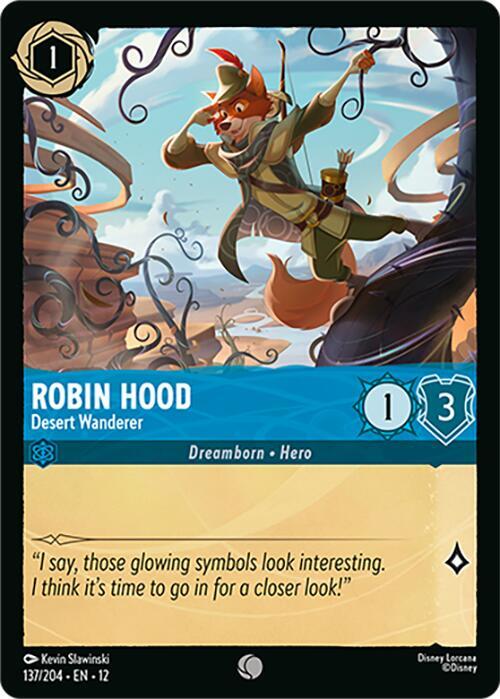 Disney Lorcana Wilds Unknown Robin Hood - Desert Wanderer 137/204 Common Near Mint Cold Foil