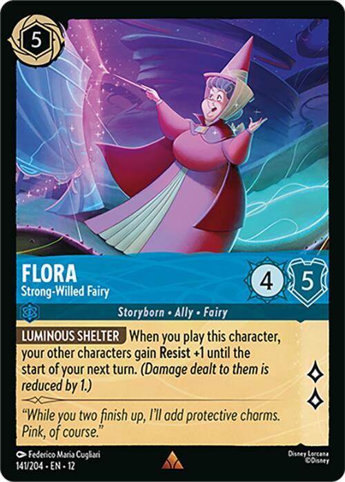 Disney Lorcana Wilds Unknown Flora - Strong-Willed Fairy 141/204 Rare Near Mint