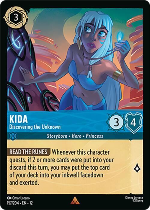 Disney Lorcana Wilds Unknown Kida - Discovering the Unknown 157/204 Rare Near Mint Cold Foil