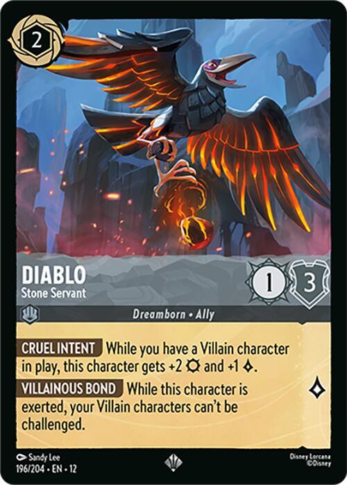 Disney Lorcana Wilds Unknown Diablo - Stone Servant 196/204 Super Rare Near Mint