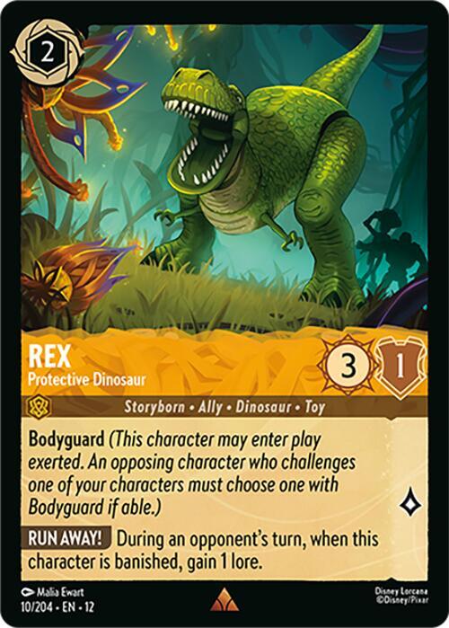 Disney Lorcana Wilds Unknown Rex - Protective Dinosaur 10/204 Rare Near Mint Cold Foil