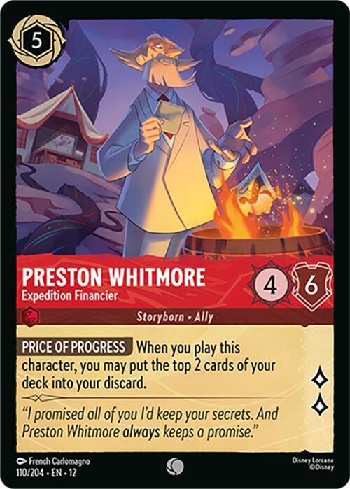 Disney Lorcana Wilds Unknown Preston Whitmore - Expedition Financier 110/204 Common Near Mint Cold Foil