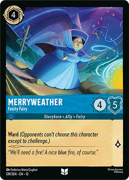 Disney Lorcana Wilds Unknown Merryweather - Feisty Fairy 139/204 Uncommon Near Mint