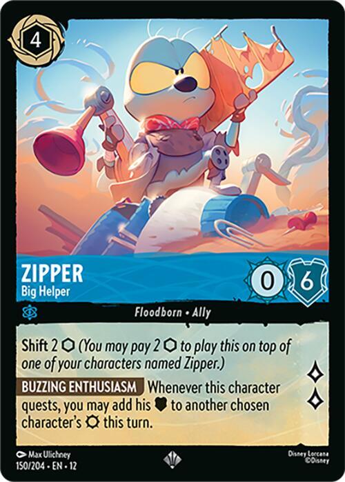 Disney Lorcana Wilds Unknown Zipper - Big Helper 150/204 Super Rare Near Mint