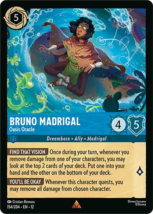 Disney Lorcana Wilds Unknown Bruno Madrigal - Oasis Oracle 154/204 Rare Near Mint Cold Foil