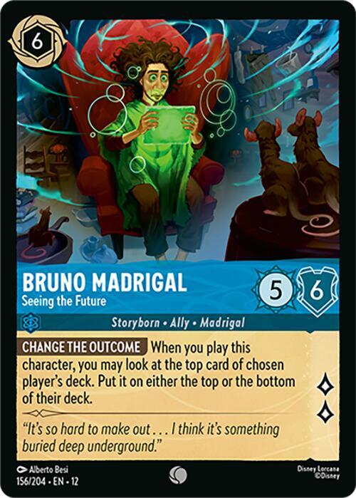 Disney Lorcana Wilds Unknown Bruno Madrigal - Seeing the Future 156/204 Common Near Mint Cold Foil